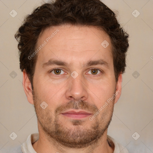 Neutral white adult male with short  brown hair and brown eyes