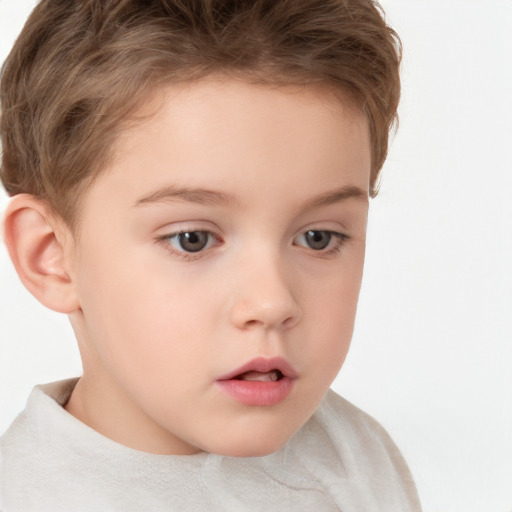 Neutral white child male with short  brown hair and brown eyes