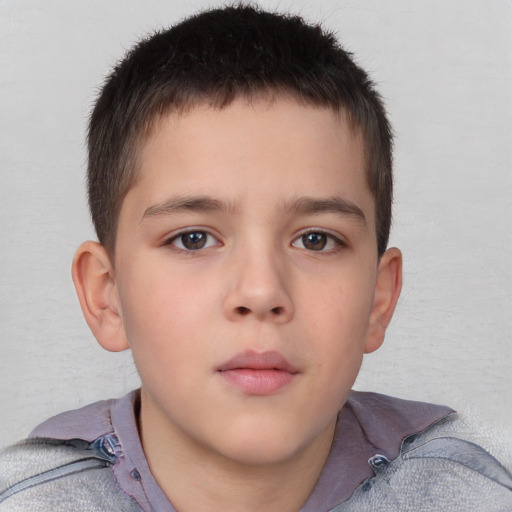 Neutral white child male with short  brown hair and brown eyes