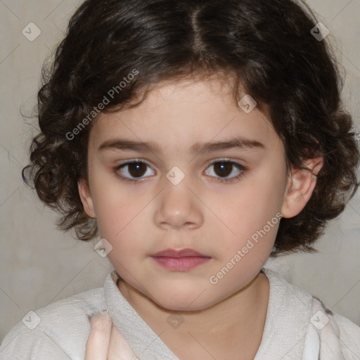 Neutral white child female with medium  brown hair and brown eyes