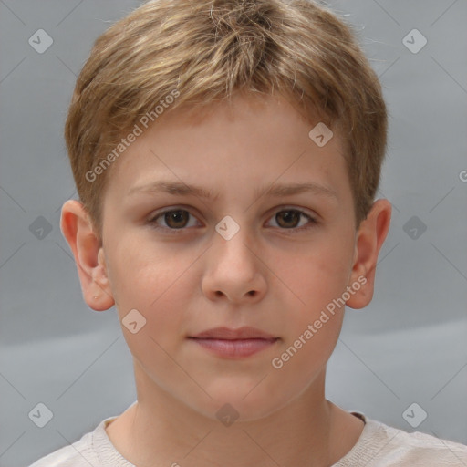 Neutral white child male with short  brown hair and brown eyes