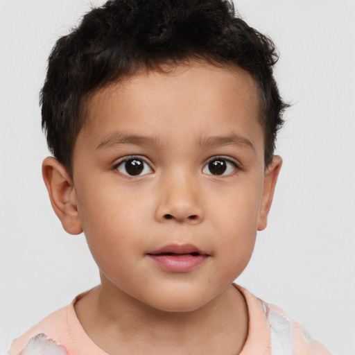 Neutral white child male with short  brown hair and brown eyes