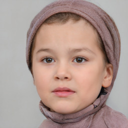 Neutral white child female with short  brown hair and brown eyes