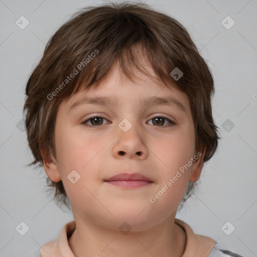 Neutral white child female with medium  brown hair and brown eyes