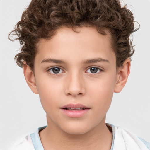 Neutral white child male with short  brown hair and brown eyes