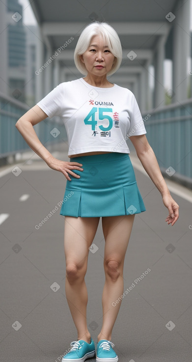 South korean 45 years female with  white hair