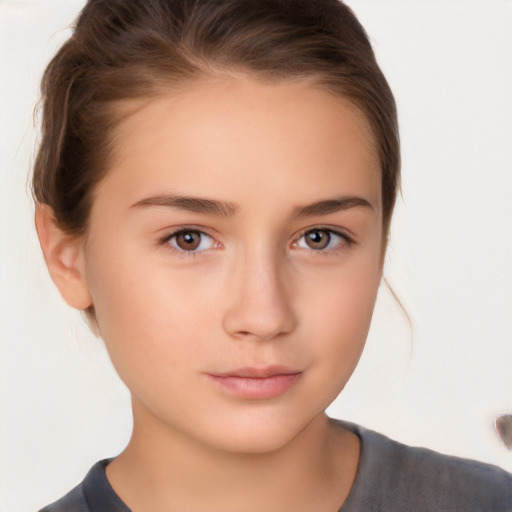 Neutral white young-adult female with short  brown hair and brown eyes