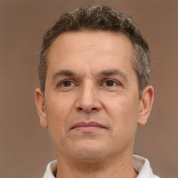 Neutral white adult male with short  brown hair and brown eyes