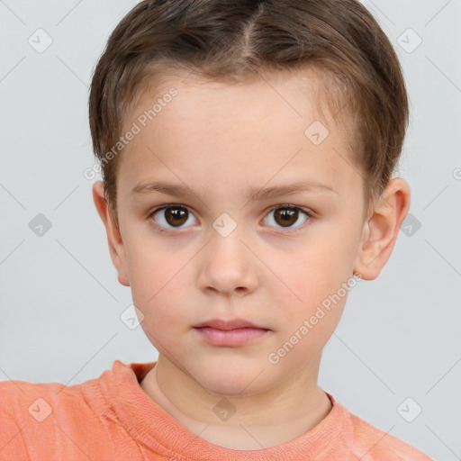 Neutral white child male with short  brown hair and brown eyes