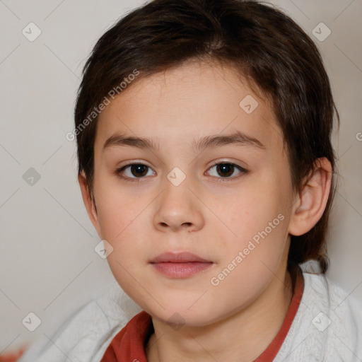 Neutral white child female with medium  brown hair and brown eyes