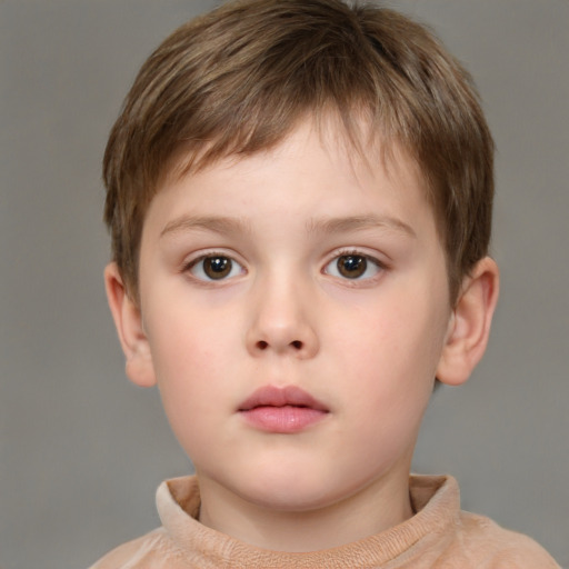 Neutral white child male with short  brown hair and brown eyes