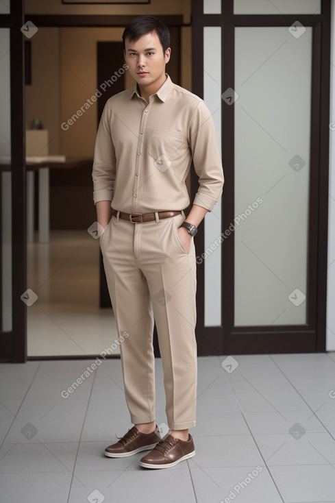 Chinese adult male with  brown hair