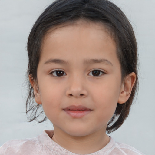 Neutral asian child female with medium  brown hair and brown eyes