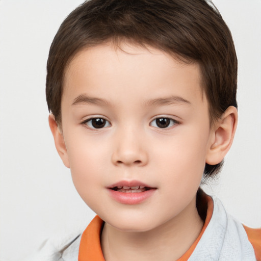 Neutral white child male with short  brown hair and brown eyes