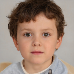 Neutral white child male with short  brown hair and brown eyes