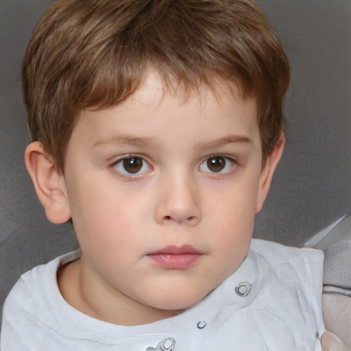 Neutral white child male with short  brown hair and brown eyes