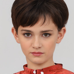 Neutral white child female with short  brown hair and brown eyes