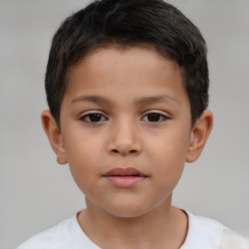 Neutral latino child male with short  brown hair and brown eyes