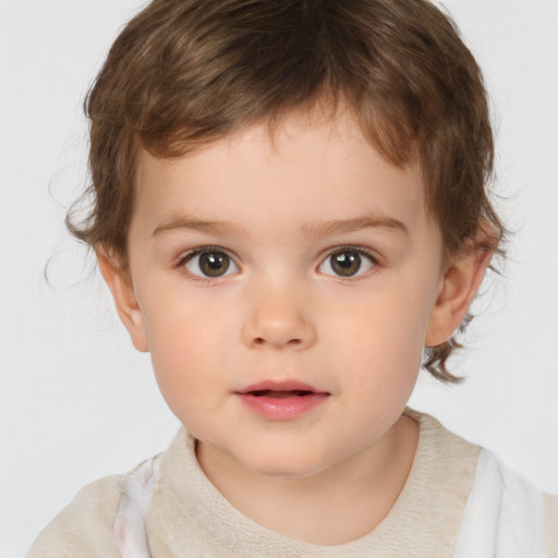 Neutral white child male with medium  brown hair and brown eyes