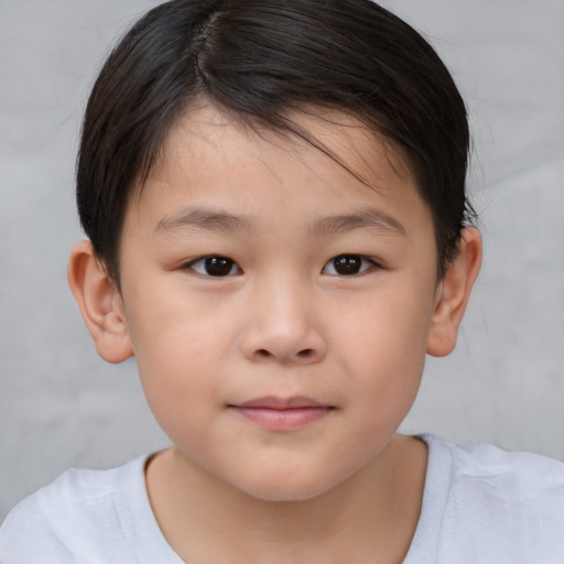 Neutral white child male with short  brown hair and brown eyes