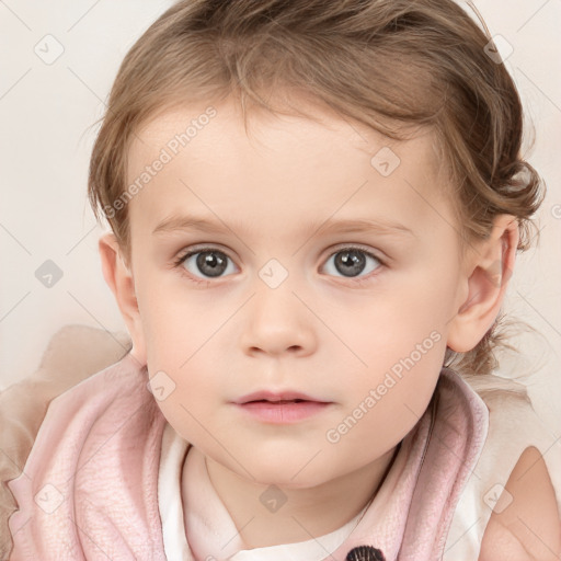 Neutral white child female with medium  brown hair and brown eyes