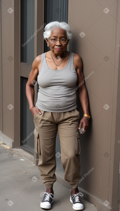 African american elderly female with  gray hair