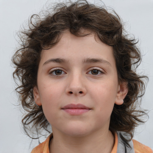 Neutral white child female with medium  brown hair and brown eyes