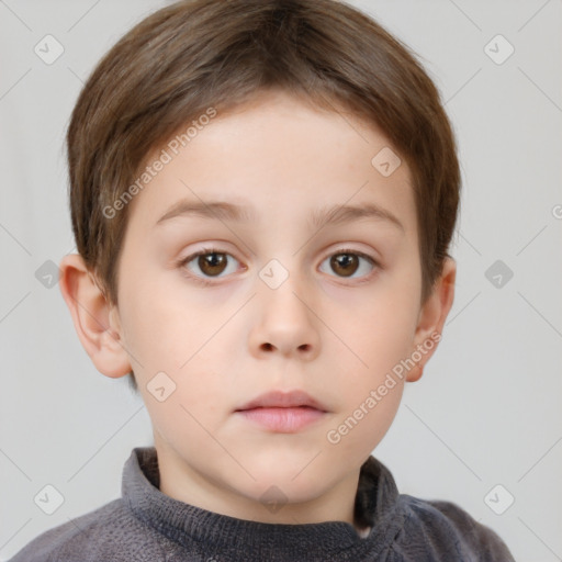 Neutral white child male with short  brown hair and brown eyes