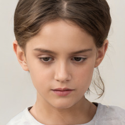 Neutral white child female with short  brown hair and brown eyes