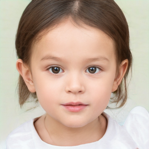 Neutral white child female with medium  brown hair and brown eyes