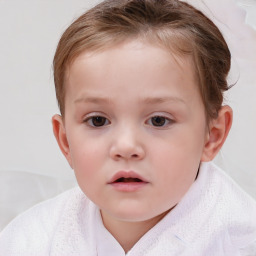 Neutral white child female with short  brown hair and brown eyes
