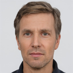 Neutral white adult male with short  brown hair and brown eyes