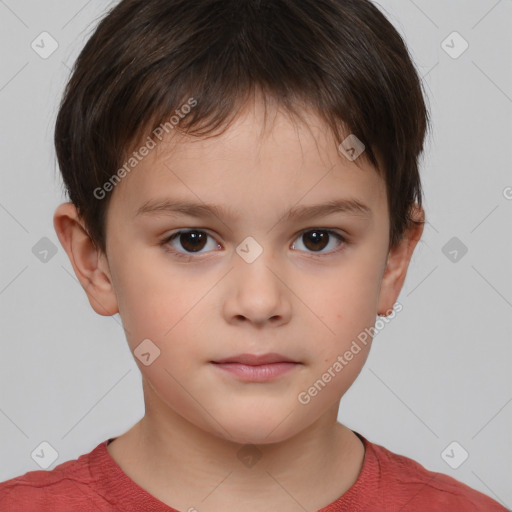 Neutral white child male with short  brown hair and brown eyes