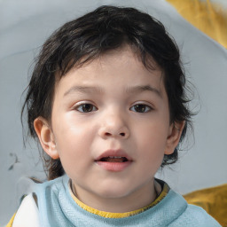 Neutral asian child female with medium  brown hair and brown eyes