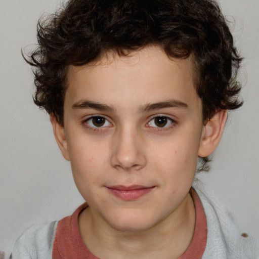 Neutral white child male with short  brown hair and brown eyes