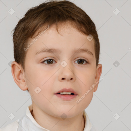 Neutral white child male with short  brown hair and brown eyes