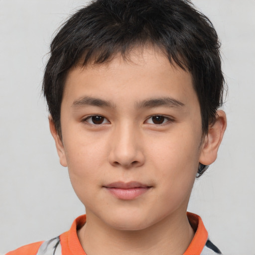 Neutral asian young-adult male with short  brown hair and brown eyes