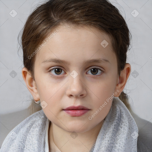 Neutral white child female with medium  brown hair and brown eyes