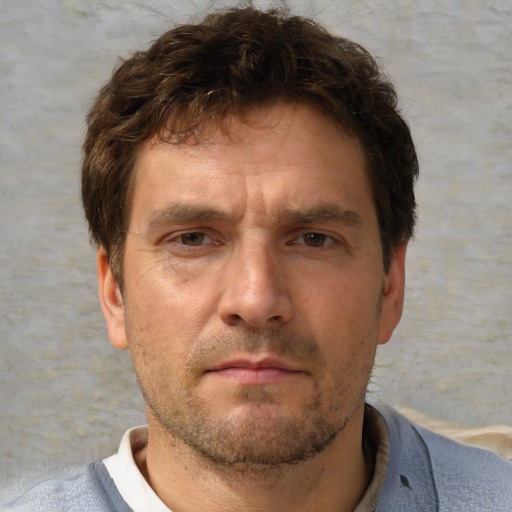 Neutral white adult male with short  brown hair and brown eyes