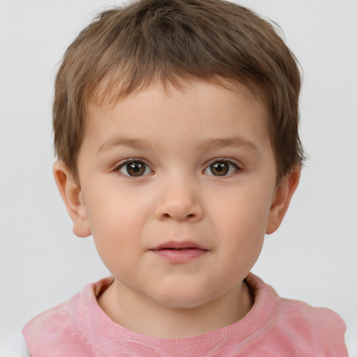 Neutral white child male with short  brown hair and brown eyes