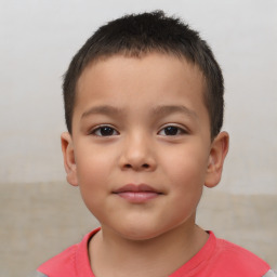 Neutral white child male with short  brown hair and brown eyes