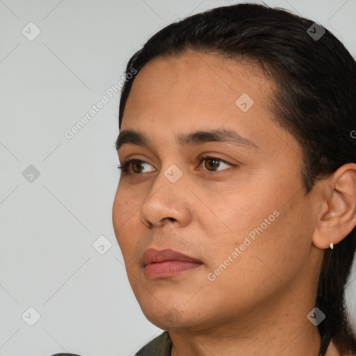 Neutral white young-adult male with short  black hair and brown eyes