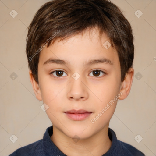 Neutral white child male with short  brown hair and brown eyes