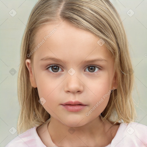 Neutral white child female with medium  brown hair and brown eyes