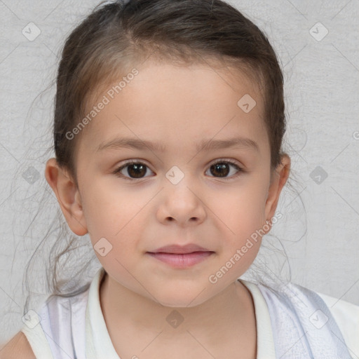 Neutral white child female with short  brown hair and brown eyes