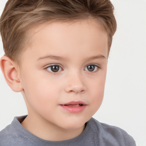 Neutral white child female with short  brown hair and brown eyes