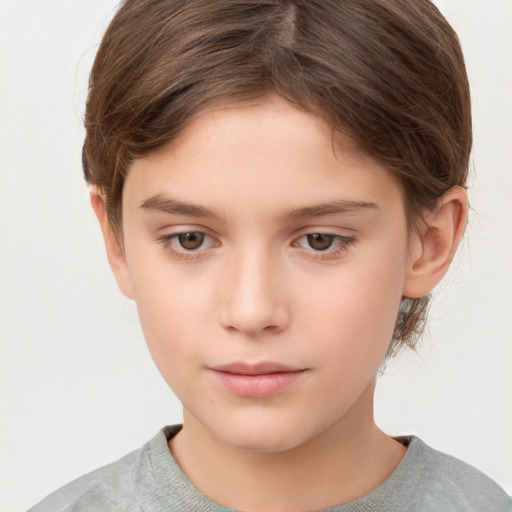 Neutral white child female with short  brown hair and brown eyes