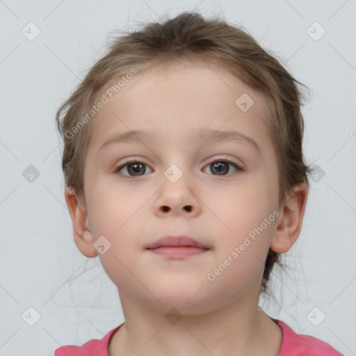 Neutral white child female with short  brown hair and brown eyes