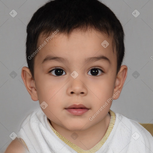 Neutral white child male with short  brown hair and brown eyes