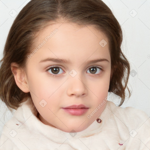 Neutral white child female with medium  brown hair and brown eyes